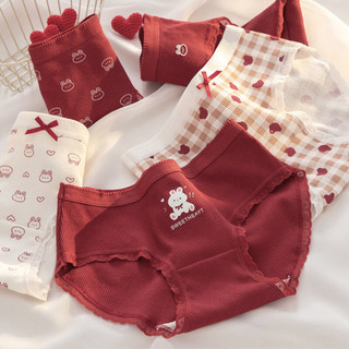 Quần Lót Nữ Cotton Sắc Đỏ Hoạ Tiết Siêu Xinh Viền Ren Mềm, Quần Chip Thoáng Mát King Shop L-Y20