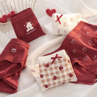 Quần Lót Nữ Cotton Sắc Đỏ Hoạ Tiết Siêu Xinh Viền Ren Mềm, Quần Chip Thoáng Mát King Shop L-Y20