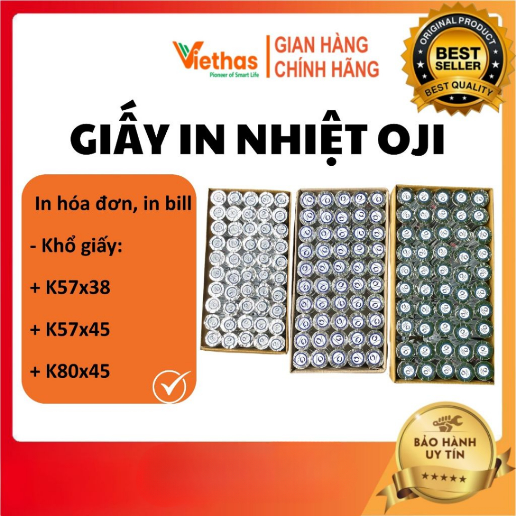 (GIÁ HỦY DIỆT) Giấy in Hóa Đơn OJI K57, K58, K80 - 1 cuộn, Giấy in nhiệt, in bill K57 cho máy cà thẻ, Pos cầm tay