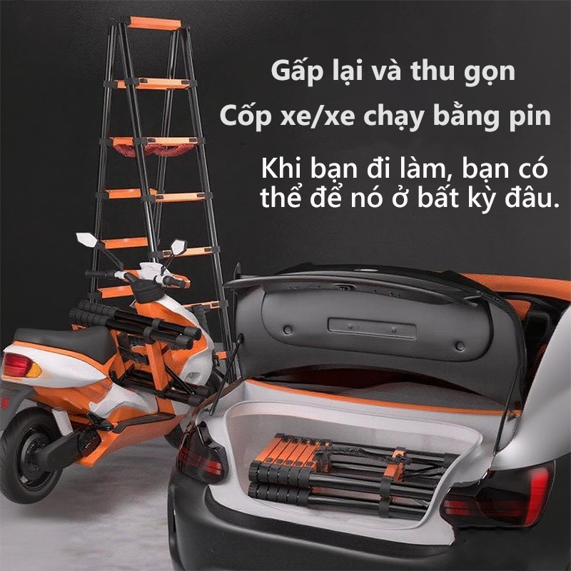 Thang gấp gọn Thang Nhôm Rút Đôi Chữ A Kích thước 1.7M - 5.8M Chất Liệu Nhôm Inox