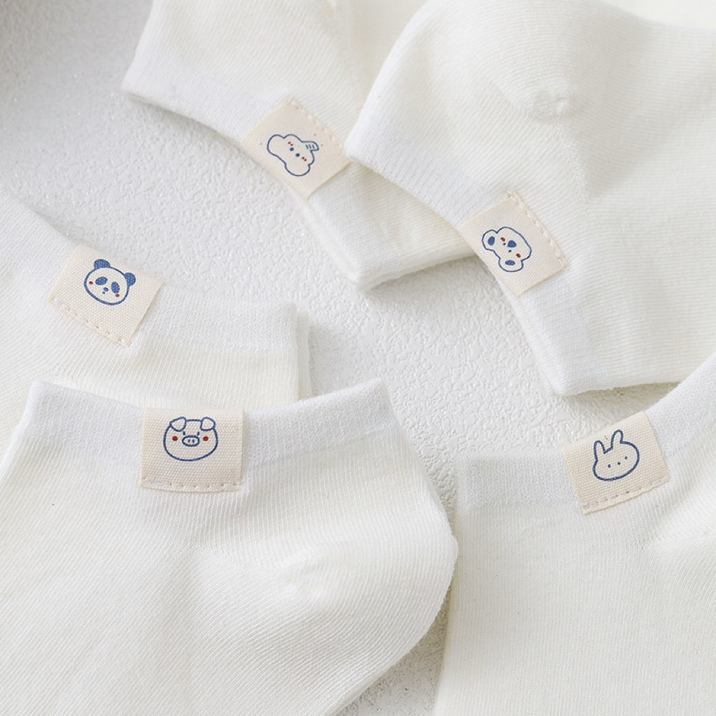 Tất Vớ Nữ Cổ Ngắn Trắng Trơn Basic Đính Mác Hình Trái Cây Thú Animal Sọc Rằn Cotton Co Dãn Thoáng Mát Thấm Hút Dễ Thương