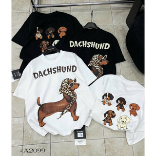Áo thun chất cotton khô 3158 form rộng tay lỡ - Cún Dachshund