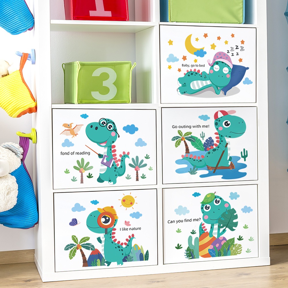 Decal Dán Tường Khủng Long Hoạt Hoạt Hình Có Keo Sẵn 130x75 cm - Trang Trí Phòng Cho Bé