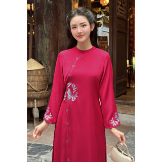 Áo Dài Cách Tân Liền Đầm Thêu Họa Tiết LAMER L61A24Q037