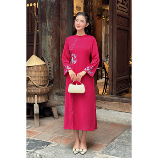 Áo Dài Cách Tân Liền Đầm Thêu Họa Tiết LAMER L61A24Q037