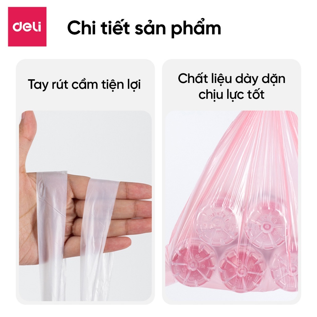 Combo 180 Túi Đựng Rác Dây Rút Hương DelixVusign Chống Côn Trùng Dày Dặn, Dai, Không Rò Rỉ Chống Rách