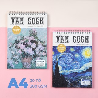 Sổ Vẽ Phác Thảo 200GSM, Sketchbook Vangogh Classmate A4/A5 Không Kỵ Tẩy, Vân Mịn, Vẽ Chì Màu, Acrylic, Sáp Màu