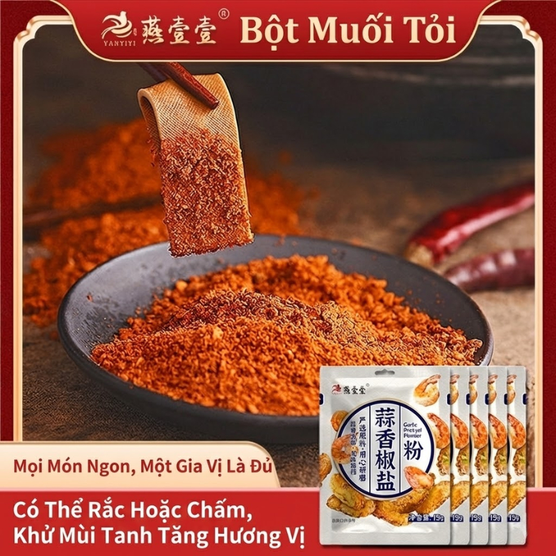 Muối Tiêu Tỏi Yanyiyi Gói 15g - Gia Vị Ướp Thịt Nướng, Chấm Hoa Quả, Gà Luộc, Hải Sản, Đồ Nướng Nội Địa Trung Luka Food