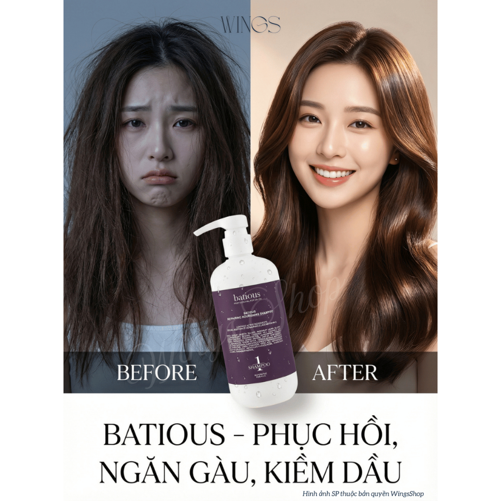 Cặp Gội Xả Batious Phục Hồi Hư Tổn Đa Tầng, Tái Tạo Nang Tóc 500ml-960ml