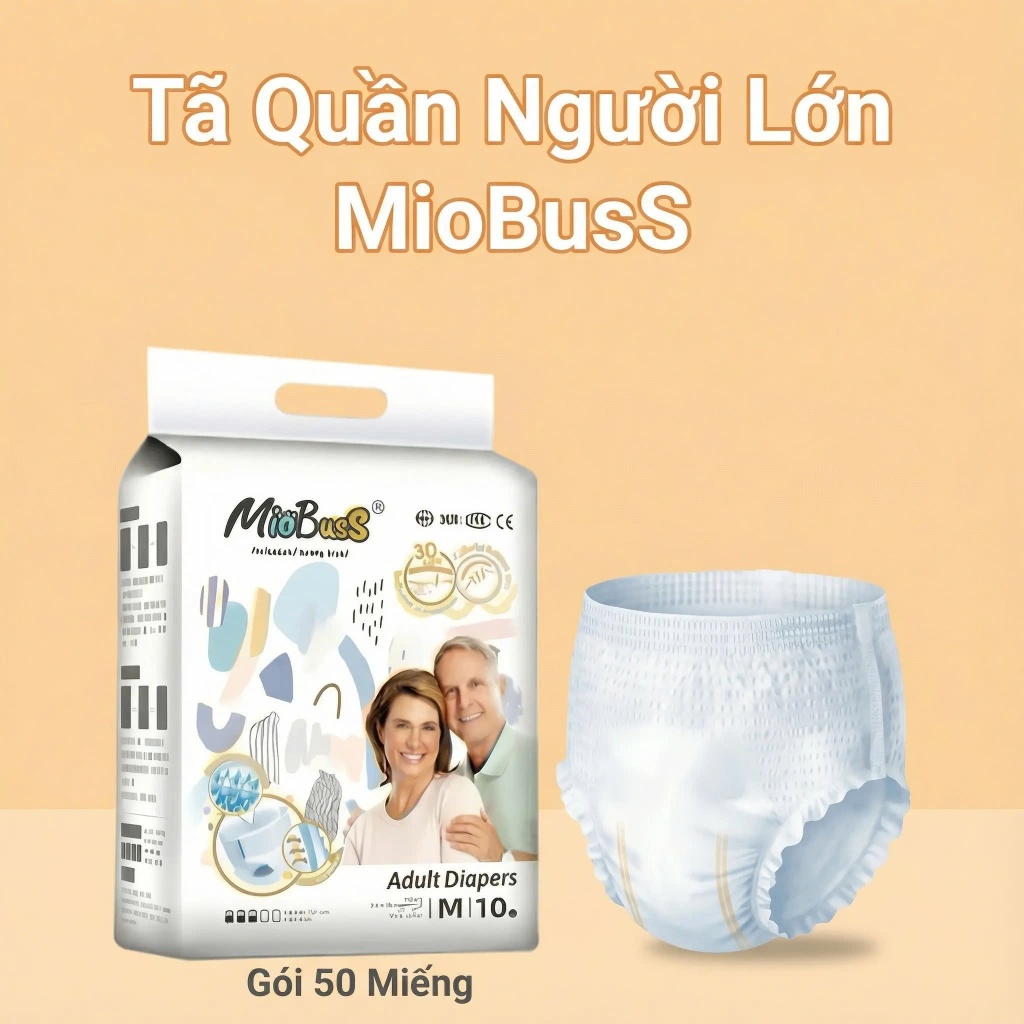 [30 miếng] MioBusS  Bỉm quần người lớn – Êm mềm, dễ mặc, thấm hút nhanh, chống tràn hiệu quả