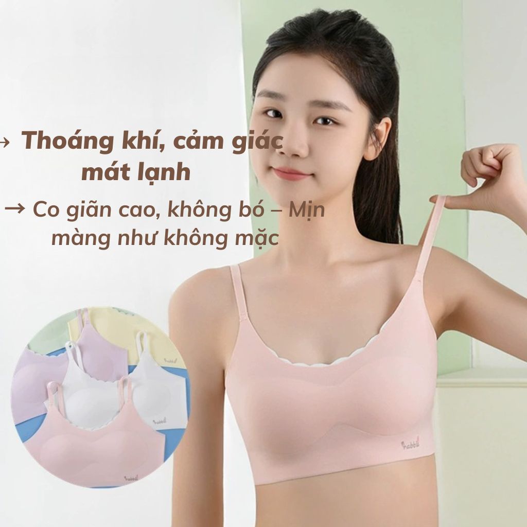 Áo lá nữ học sinh tuổi dậy thì chất su đệm mỏng ôm ngực, Áo lót bra nữ họa tiết cute LANIXA B7133
