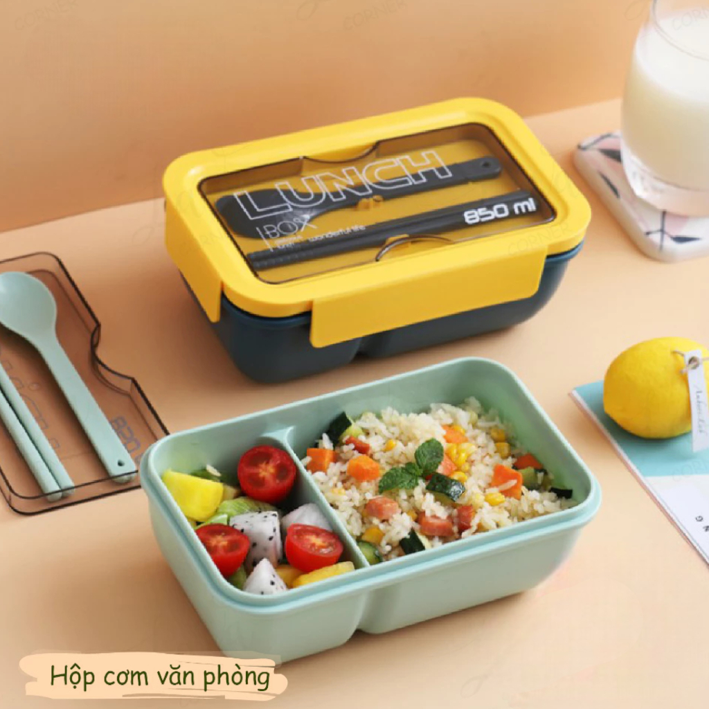[Top Value] Hộp Cơm Văn Phòng Lúa Mạch Lunch Box Tặng Kèm Muỗng Nĩa Đũa ...