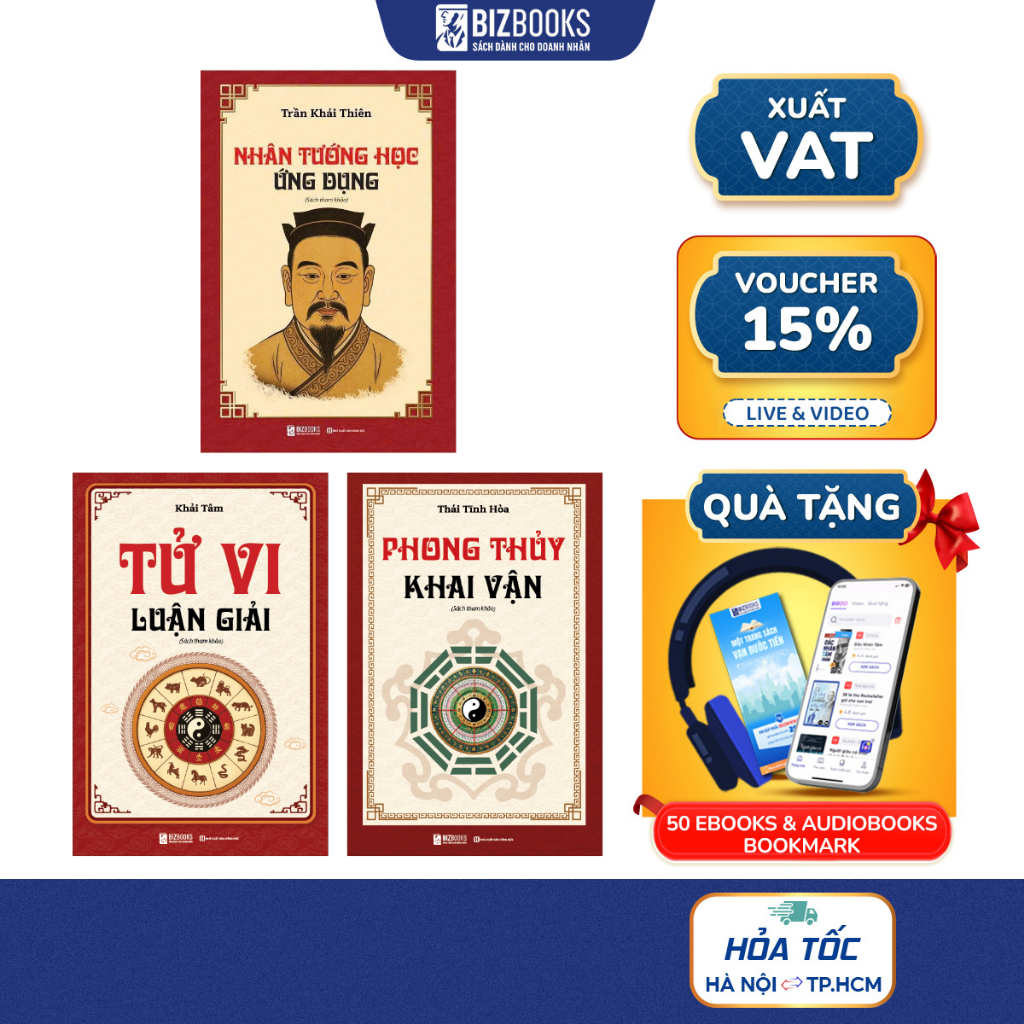 Combo 3 Sách Huyền Học Đỉnh Cao – Nhân Tướng | Tử Vi | Phong Thuỷ