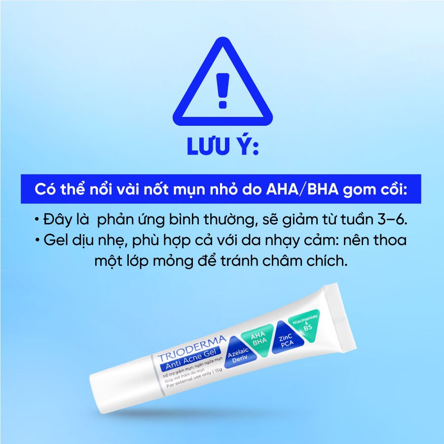 Gel chấm mụn, mờ thâm Trioderma Anti Acne Gel  15g, gom cồi kháng viêm phục hồi nhanh