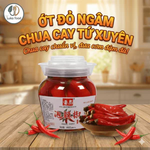 Ớt Đỏ Ngâm Chua Cay Tứ Xuyên Hũ 800g - Gia Vị Nấu Cá Hấp, Xào Thịt, Chân Gà Cay Chuẩn Hàng Nội Địa Trung Luka Food