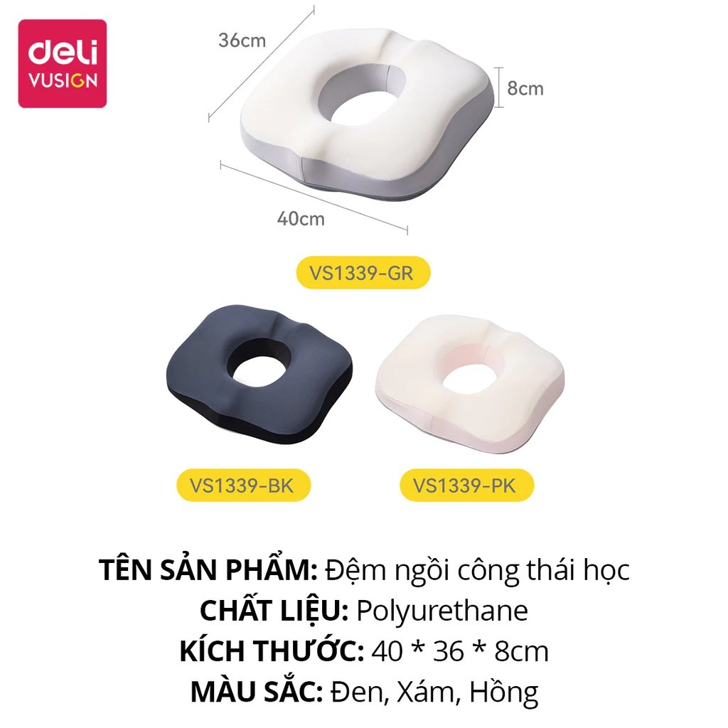 Đệm Ngồi Deli Nhiều Mẫu Cao Su Non Siêu Êm Gối Lót Ghế Văn Phòng Chống Trĩ Giảm Đau Lưng Ê Mông | BigBuy360 - bigbuy360.vn