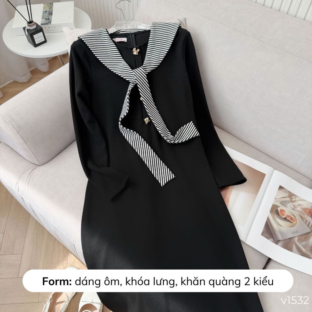 Váy Len dáng ôm TẶNG KÈM KHĂN mang được 2 kiểu,mặc Thường và Bầu đi Làm đi chơi đều xinh V1532 B2MUM