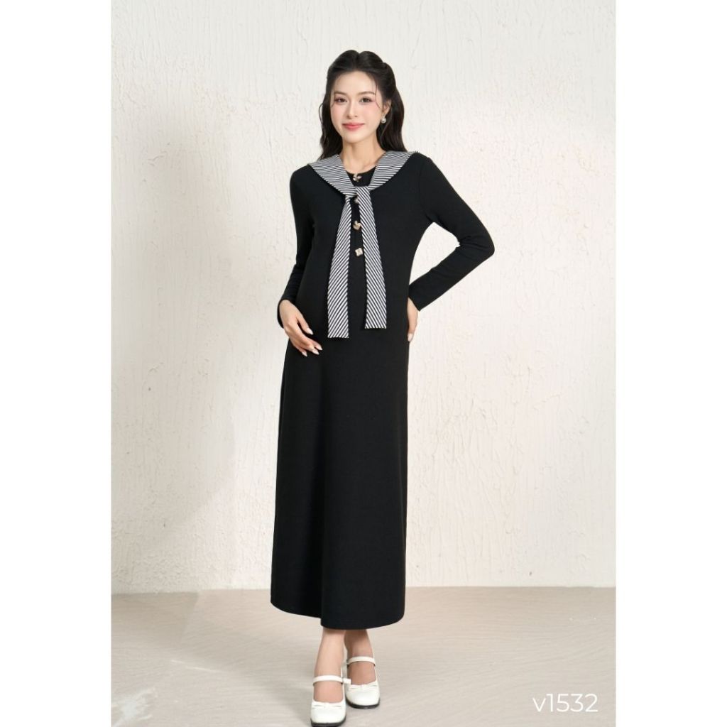 Váy Len dáng ôm TẶNG KÈM KHĂN mang được 2 kiểu,mặc Thường và Bầu đi Làm đi chơi đều xinh V1532 B2MUM