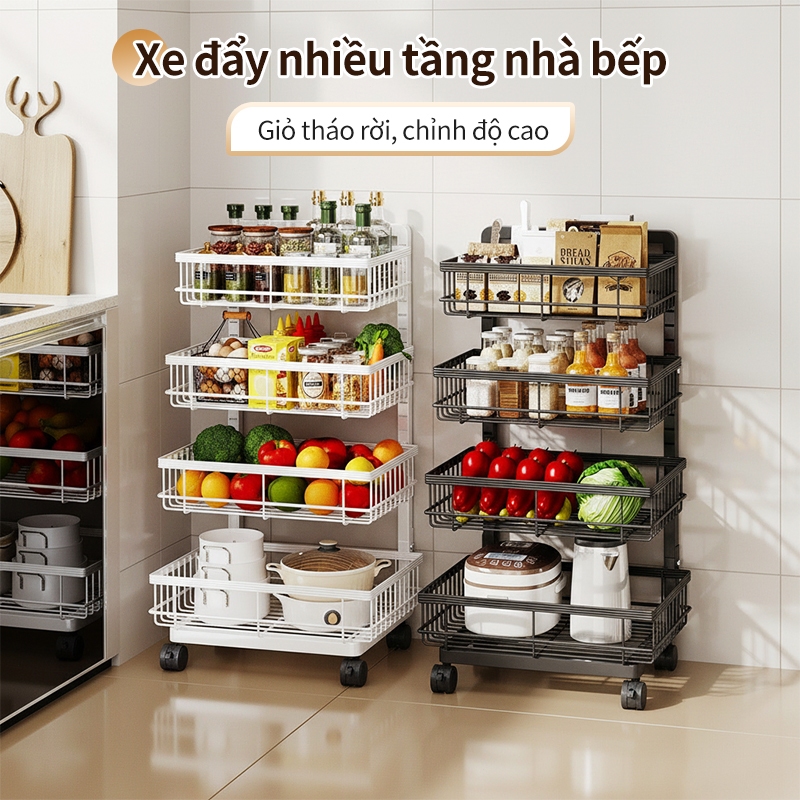 Lifinity Kệ Sắt Carbon Có Bánh Xe Chịu Lực - Xe Đẩy Đa Năng Cho Nhà Bếp, Phòng Khách