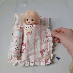 Set ga giường 4 món cho búp bê 16cm, 17cm 5in xinh xắn. ga giường búp bê bánh gạo baboliy