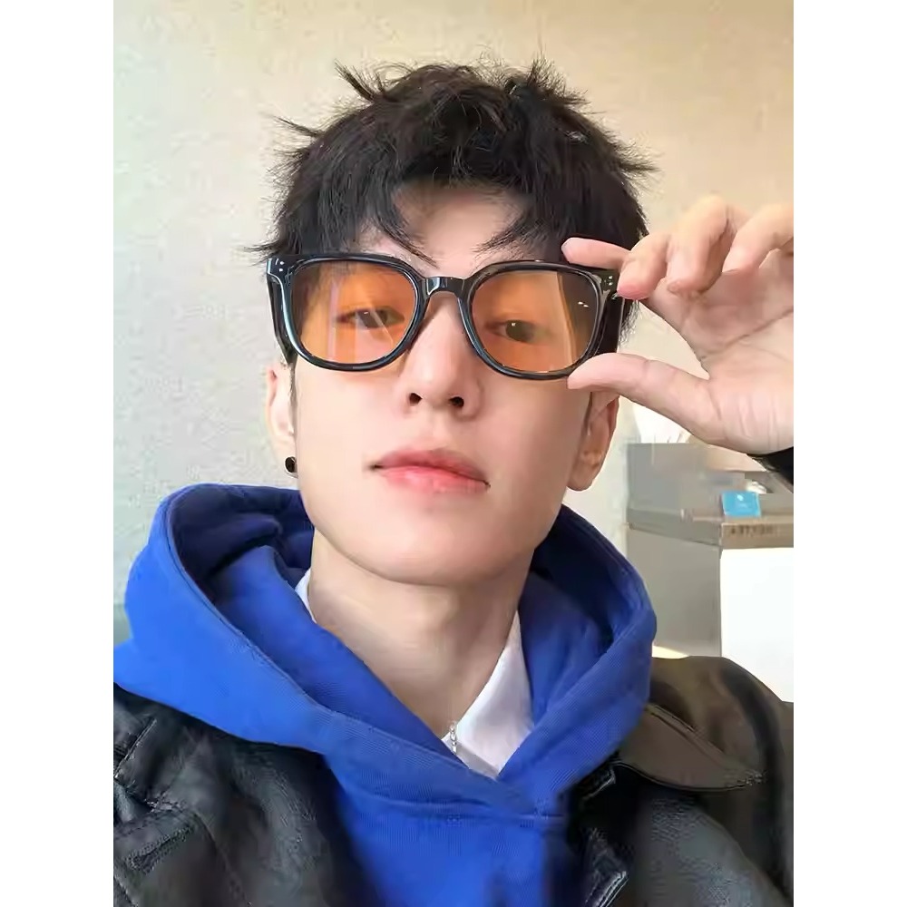 Kính Mát Vuông Unisex Màu Cam Hoàng Hôn Thời Thượng Chống Tia UV, Gọng Nhựa PC Cao Cấp - Mã 8810
