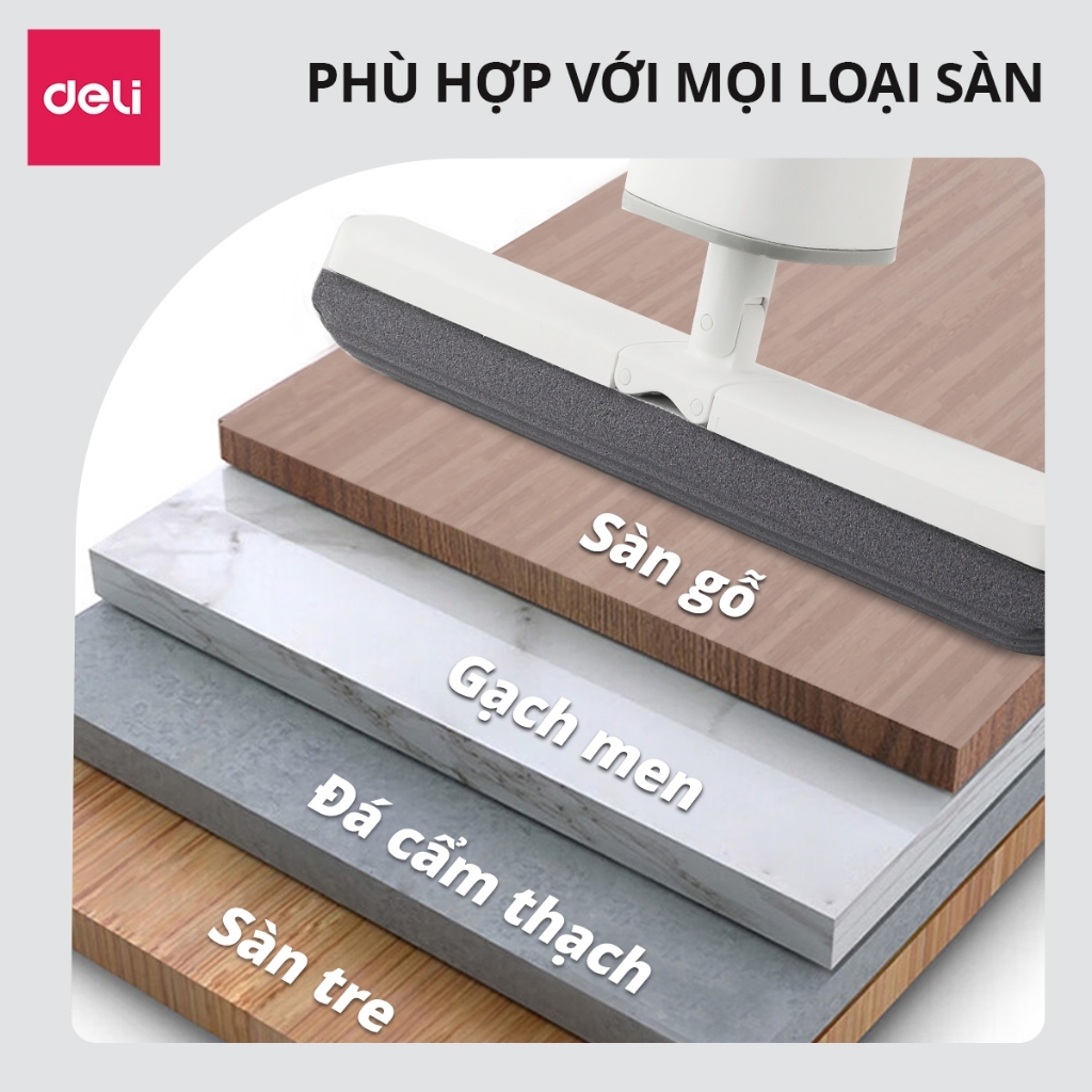 Cây lau nhà mút xốp cao su tự vắt thông minh DelixVusign cao cấp siêu thấm hút tiện lợi dễ dàng