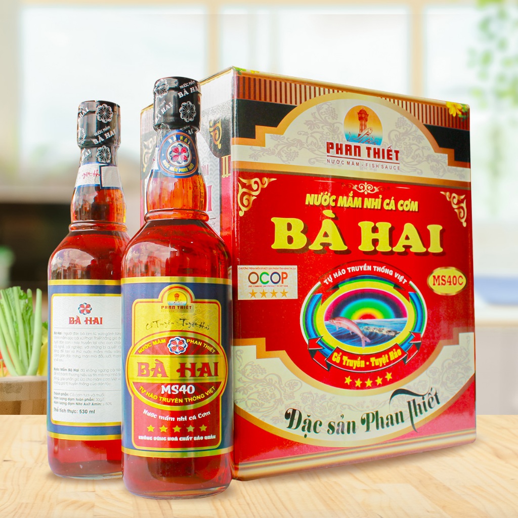 Nước Mắm Nhĩ Cá Cơm Bà Hai Phan Thiết Ms40 thùng 6 chai thủy tinh x 500ml ( Xuất Xứ Phan Thiết - Bình Thuận )