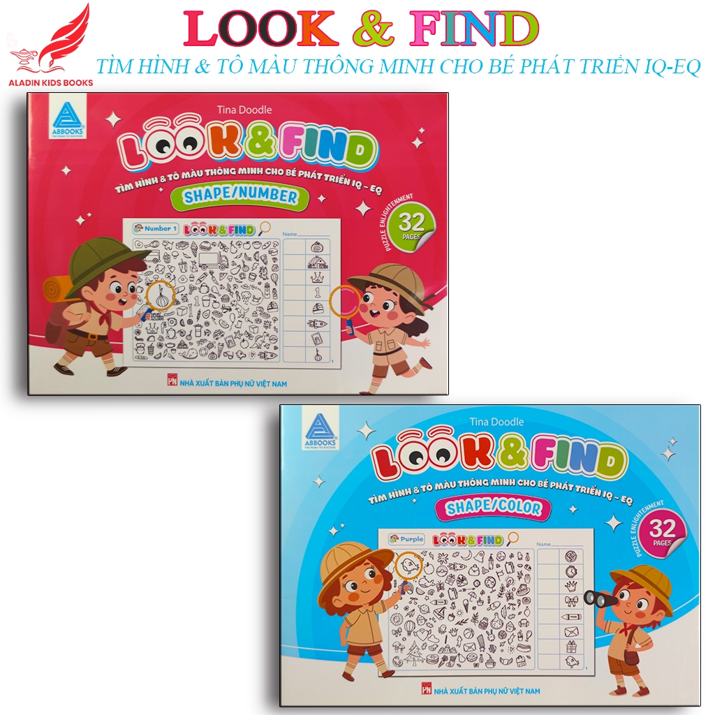 Sách - Look & Find Tìm Hình & Tô Màu Cho Bé - Shape/Number / Shape/Color / Combo 2 Quyển