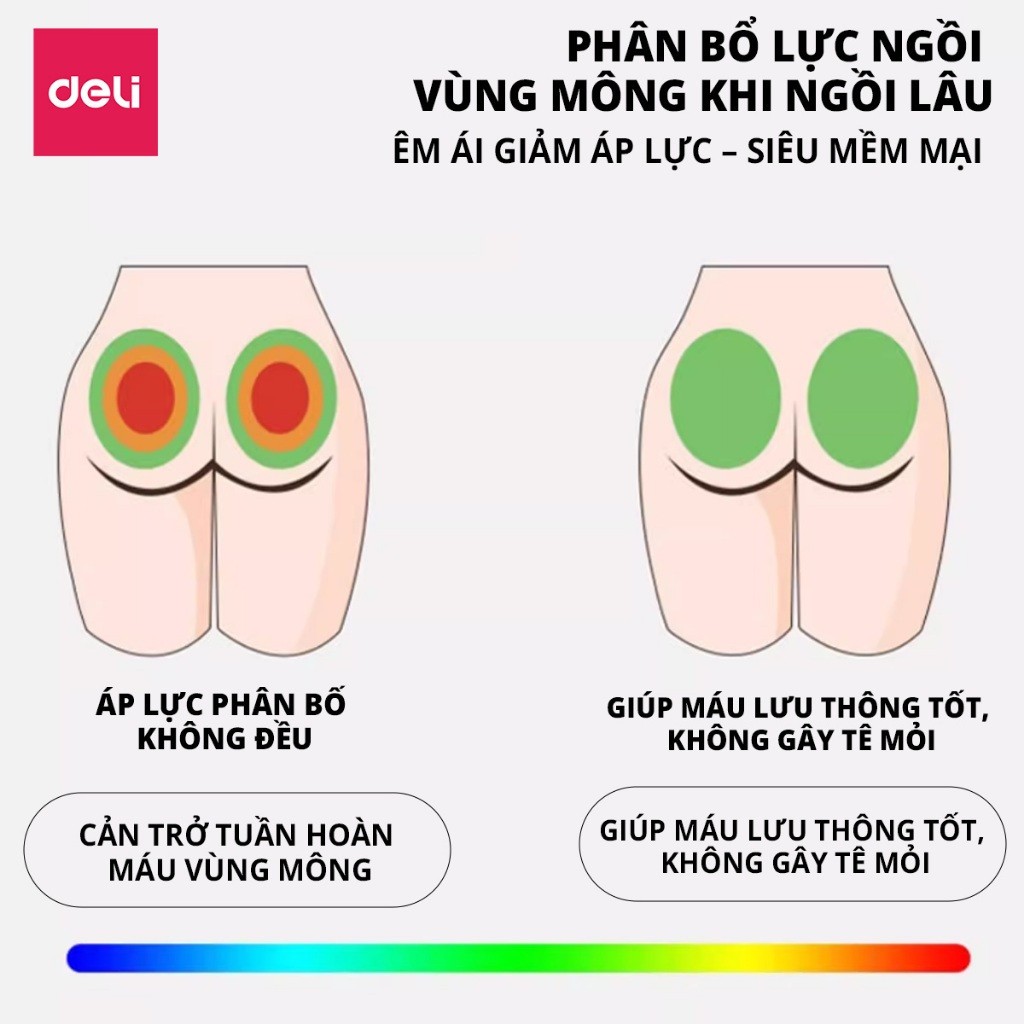 [DEAL SỐC] Đệm Gel Lót Ghế Tổ Ong Ô Tô Ghế Văn Phòng DELI Silicon Thoáng Mát Êm Ái Ngồi Lâu Không Mỏi Cho Văn Phòng
