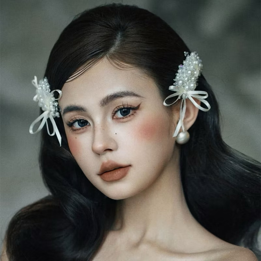 Kẹp Tóc Kết Ngọc Trai Nhiều Lớp Phát Sáng QUEMEO Bản Đẹp Sang Chảnh Tết Cô Dâu