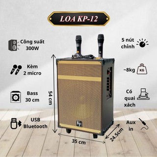 Loa Karaoke Xách Tay KP12 Công Suất 300W, Loa Bass 20Cm, Công Nghệ Mới Cho Ra Âm Thanh Cực Hay, Mạnh Mẽ, 2 Míc Hát Nhẹ,