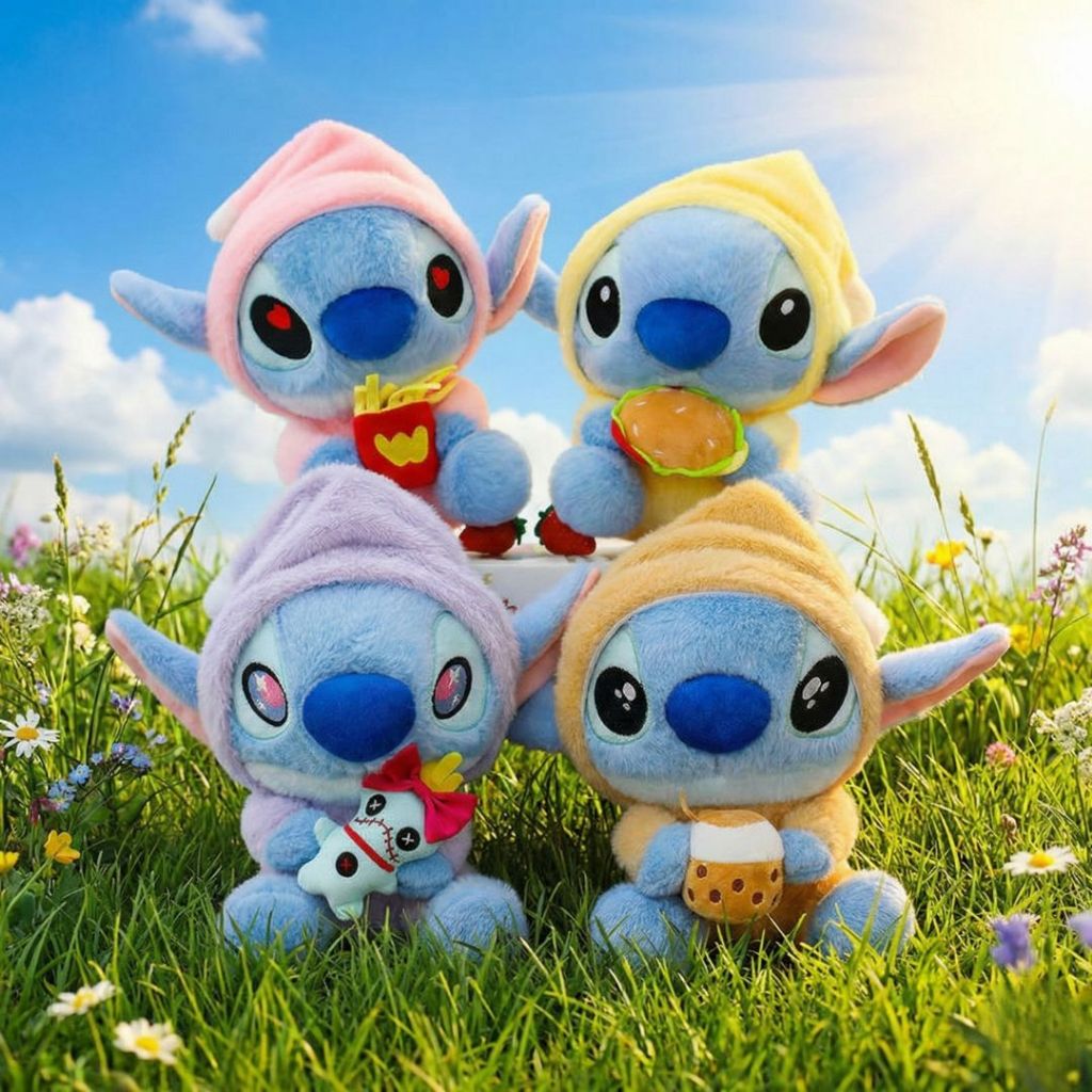 Gấu Bông Stitch Ôm Đồ Ăn Nhanh Phiên  Bản Disney, Thù Nhồi Bông Stick Size 50Cm Làm Quà Tặng Cho Bạn Trai/Gái, Cho Bé