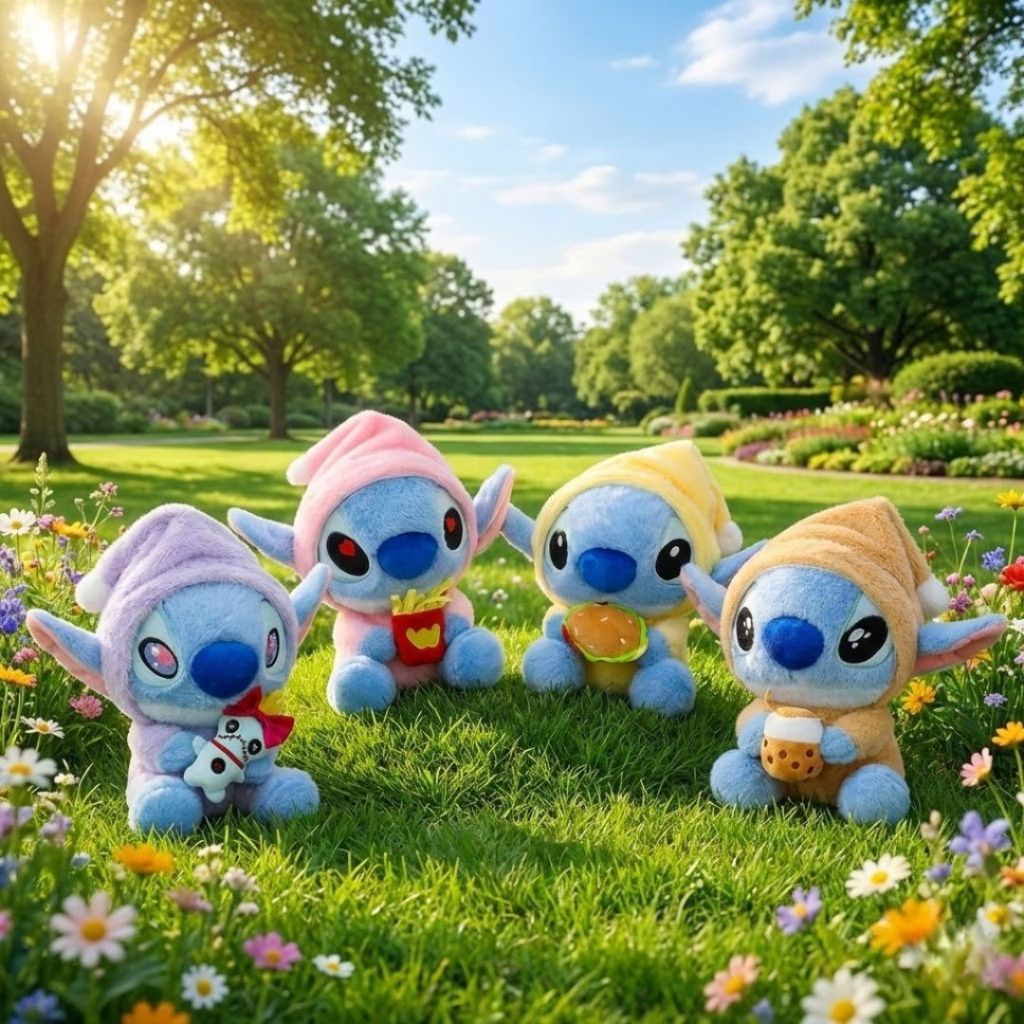 Gấu Bông Stitch Ôm Đồ Ăn Nhanh Phiên  Bản Disney, Thù Nhồi Bông Stick Size 50Cm Làm Quà Tặng Cho Bạn Trai/Gái, Cho Bé