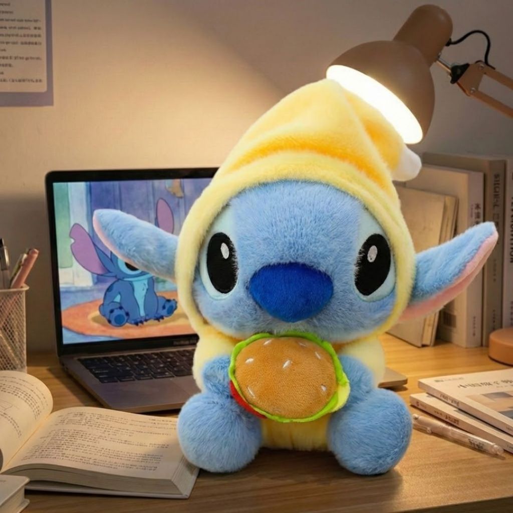 Gấu Bông Stitch Ôm Đồ Ăn Nhanh Phiên  Bản Disney, Thù Nhồi Bông Stick Size 50Cm Làm Quà Tặng Cho Bạn Trai/Gái, Cho Bé