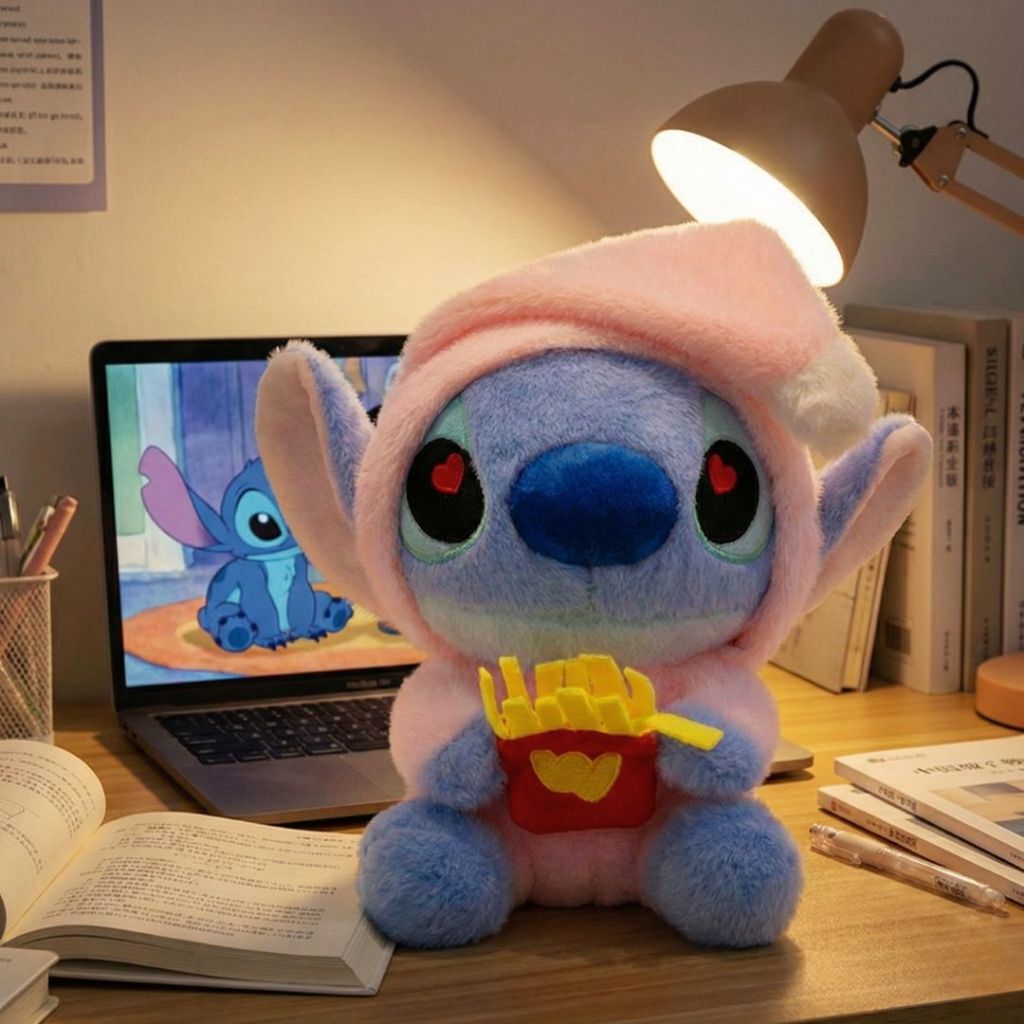 Gấu Bông Stitch Ôm Đồ Ăn Nhanh Phiên  Bản Disney, Thù Nhồi Bông Stick Size 50Cm Làm Quà Tặng Cho Bạn Trai/Gái, Cho Bé