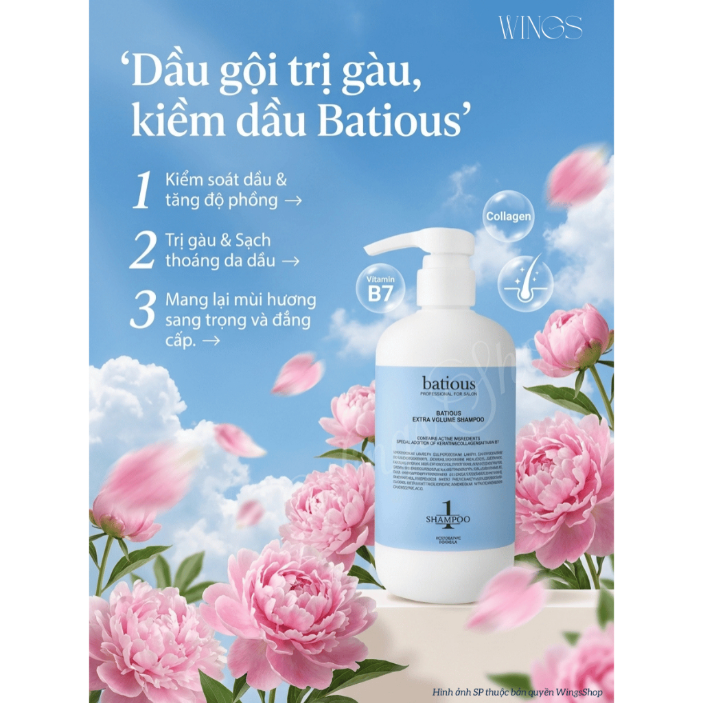 Cặp Gội Xả Batious Phục Hồi Hư Tổn Đa Tầng, Tái Tạo Nang Tóc 500ml-960ml