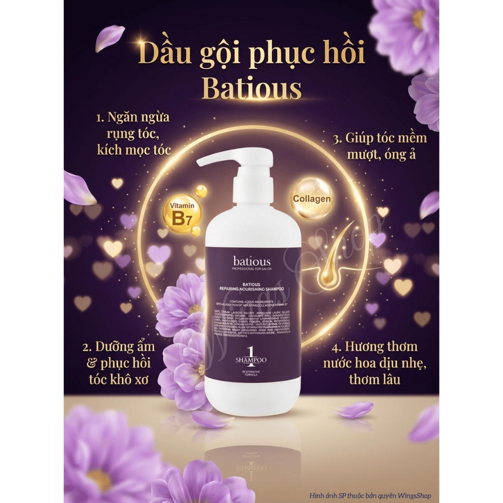 Cặp Gội Xả Batious Phục Hồi Hư Tổn Đa Tầng, Tái Tạo Nang Tóc 500ml-960ml