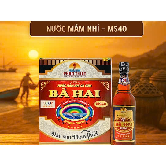 Nước Mắm Nhĩ Cá Cơm Bà Hai Phan Thiết Ms40 thùng 6 chai thủy tinh x 500ml ( Xuất Xứ Phan Thiết - Bình Thuận )