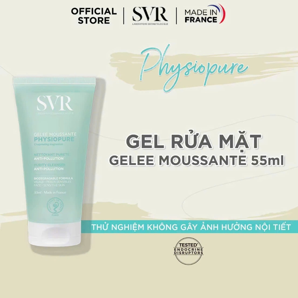[HB GIFT 4] Sữa rửa mặt dạng gel cho da nhạy cảm SVR Physiopure Gelee Moussante 55ml