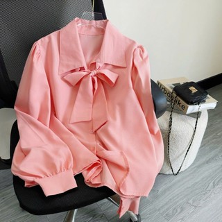 Áo sơ mi trắng kiểu dài tay The Simple Bigsize nữ cổ cột nơ mặc mát và thoải mái phù hợp cho các nàng mũm mĩm SM16