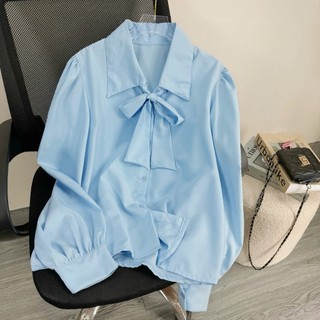 Áo sơ mi trắng kiểu dài tay The Simple Bigsize nữ cổ cột nơ mặc mát và thoải mái phù hợp cho các nàng mũm mĩm SM16
