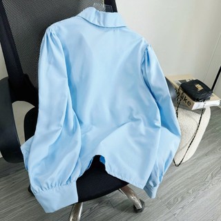 Áo sơ mi trắng kiểu dài tay The Simple Bigsize nữ cổ cột nơ mặc mát và thoải mái phù hợp cho các nàng mũm mĩm SM16