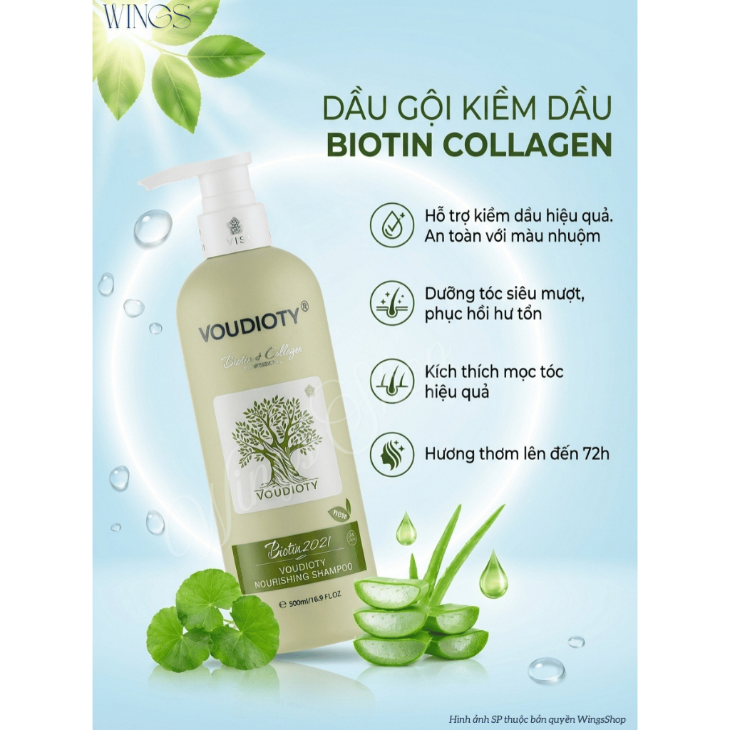 Cặp Dầu Gội Xả Biotin Collagen Voudioty 500ml-1000ml Giúp giảm rụng tóc, phục hồi, ngăn gàu, kiềm dầu