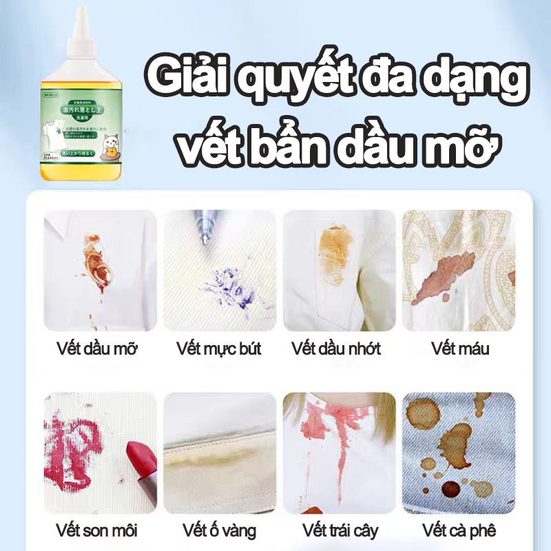 Nước Tẩy Dầu Mỡ Chuyên Nghiệp Cho Quần Áo, Chất tẩy dầu mỡ trên quần áo, Chất tẩy ố vàng trên quần áo