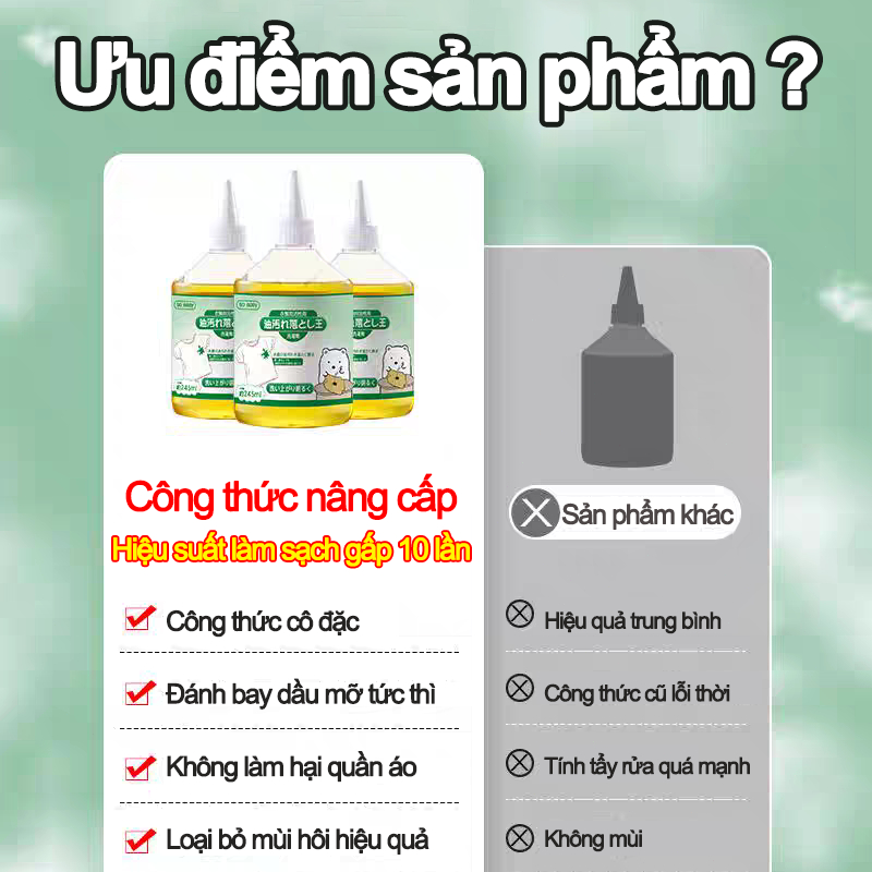 Nước Tẩy Dầu Mỡ Chuyên Nghiệp Cho Quần Áo, Chất tẩy dầu mỡ trên quần áo, Chất tẩy ố vàng trên quần áo