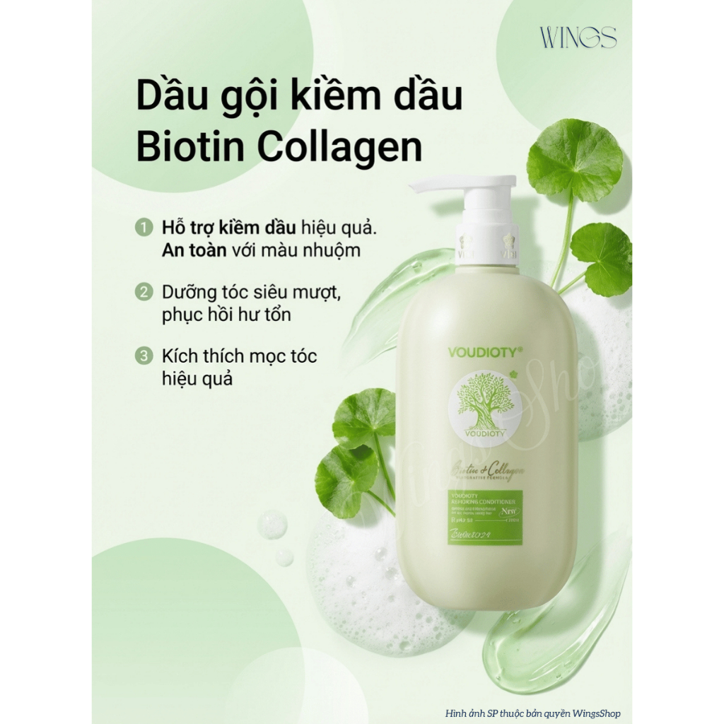 Dầu Gội, Xả Biotin Voudioty Giảm Rụng Tóc, Ngăn Gàu, Kiềm Dầu, Phục Hồi Tóc 500ml-1000ml