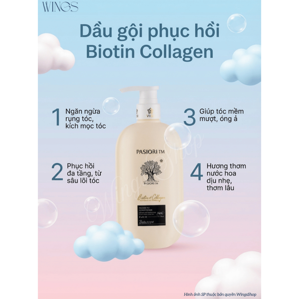 Dầu Gội, Xả Biotin Voudioty Giảm Rụng Tóc, Ngăn Gàu, Kiềm Dầu, Phục Hồi Tóc 500ml-1000ml