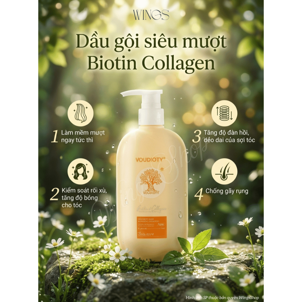 Dầu Gội, Xả Biotin Voudioty Giảm Rụng Tóc, Ngăn Gàu, Kiềm Dầu, Phục Hồi Tóc 500ml-1000ml