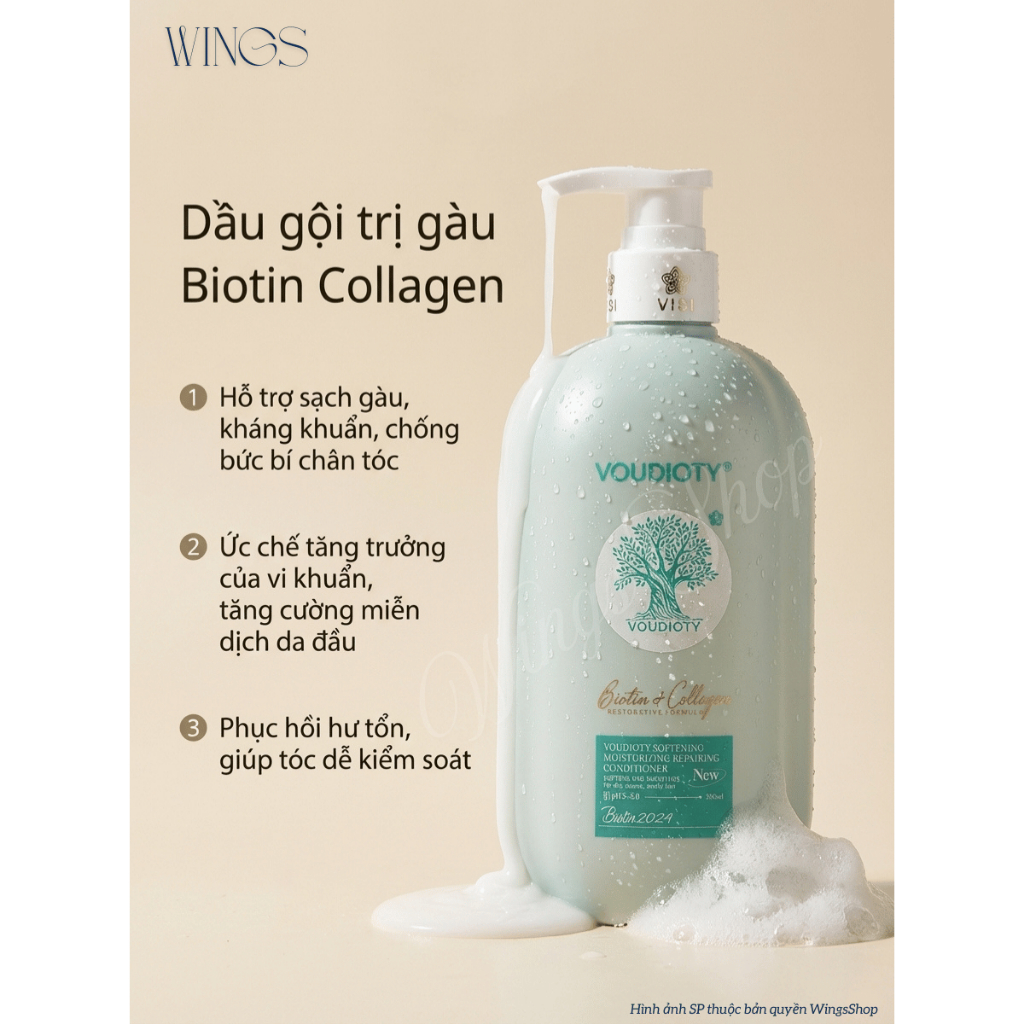 Dầu Gội, Xả Biotin Voudioty Giảm Rụng Tóc, Ngăn Gàu, Kiềm Dầu, Phục Hồi Tóc 500ml-1000ml