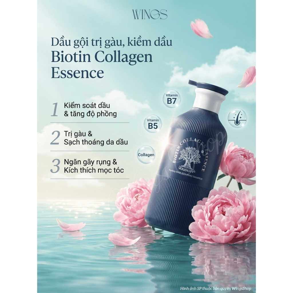 Dầu Gội, Xả Biotin Voudioty Xanh Essence Giảm Rụng Tóc, Giúp Mọc Tóc, Phục Hồi Tóc Khô Xơ 500ml